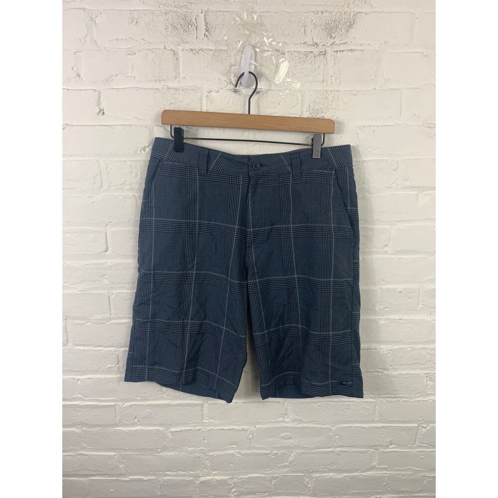 O'Neill Men's Plaid Chino Shorts Flat Front Mid-Rise Dark Gray Size 32